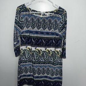 Old Navy Blue and Yellow Sheath Dress with Raglan Sleeves